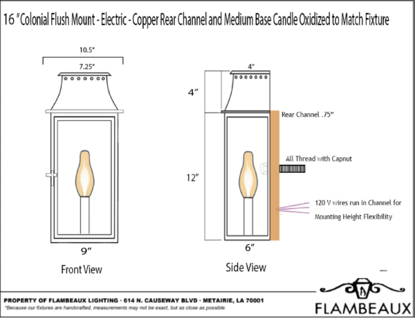 Colonial Flush Mount Electric Quickship - Image 3